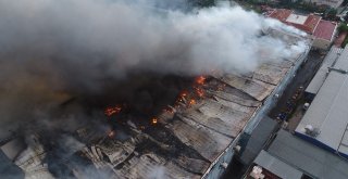 Esenyurtta Alev Alev  Yanan Fabrikalar  Havadan Görüntülendi