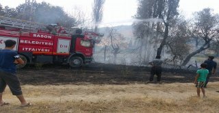 Meyve Bahçesinde Çıkan Yangın Zarara Neden Oldu