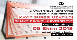 Açıköğretim İkinci Üniversite Kayıtları Yoğun Talep Nedeniyle Uzatıldı