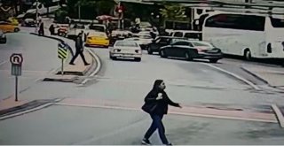 (Özel) Şişlide Yolun Karşısına Geçmeye Çalışan Hamile Kadının Üzerine Motosiklet Devrildi