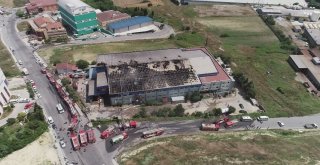 Hadımköyde Fabrika Yangınında Son Durum Havadan Görüntülendi