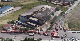 Hadımköyde Fabrika Yangınında Son Durum Havadan Görüntülendi