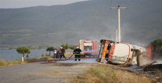 Metanol Yüklü Tanker Devrilip Alev Aldı