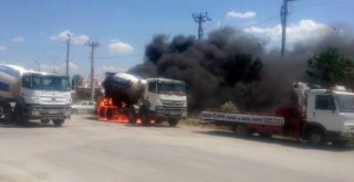 Balıkesirde Beton Mikseri Alev Alev Yandı