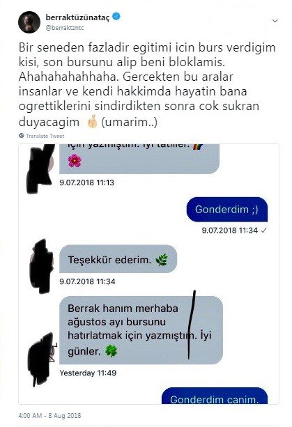 Berrak Tüzünataçın Burs Verdiği Çocuk Konuştu