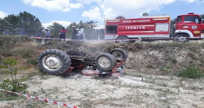 Devrilen Traktörün Altında Kalan Sürücü Ağır Yaralandı